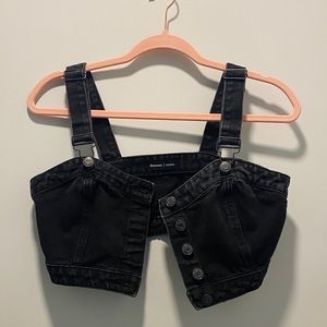 Cute Black Denim Overalls Crop Top with Adjustable Straps! (NWOT)